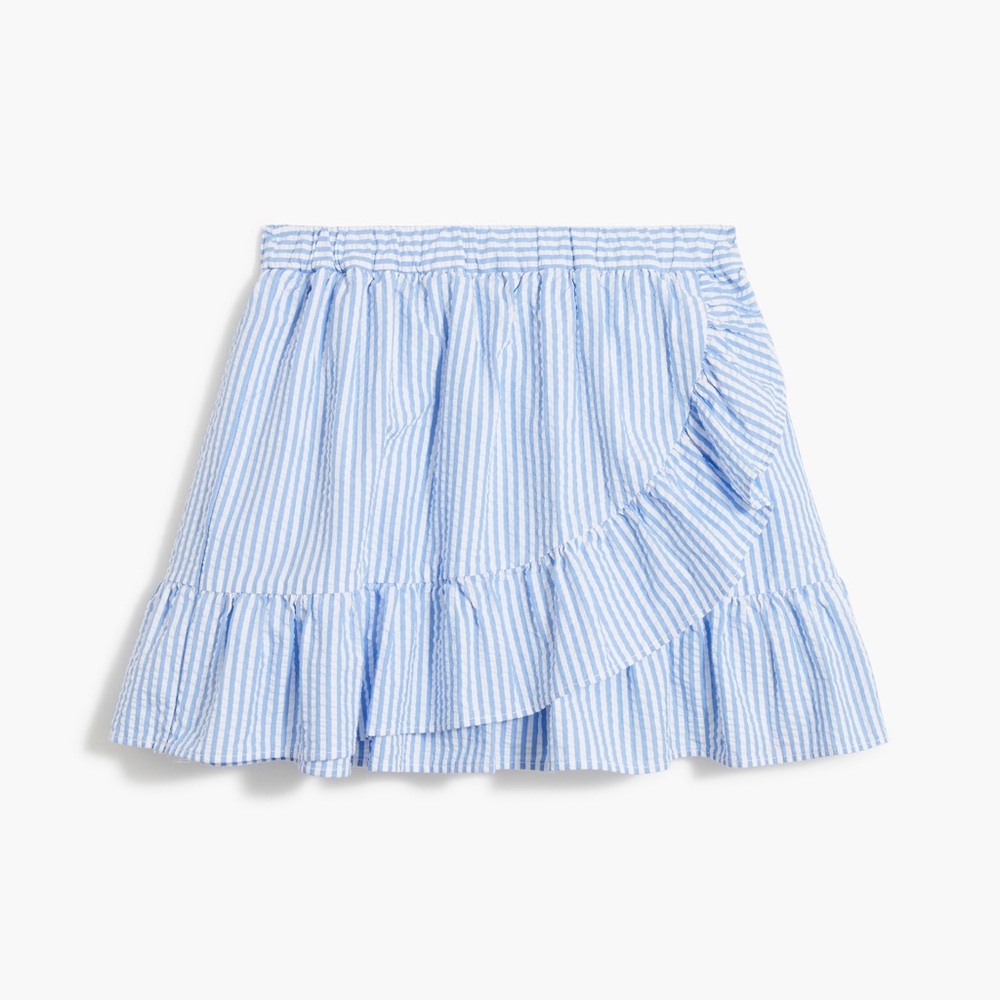 Like New‼️ Mango Two-Tone Ruffled Striped Cotton Mini Skirt, US S, Blue & White